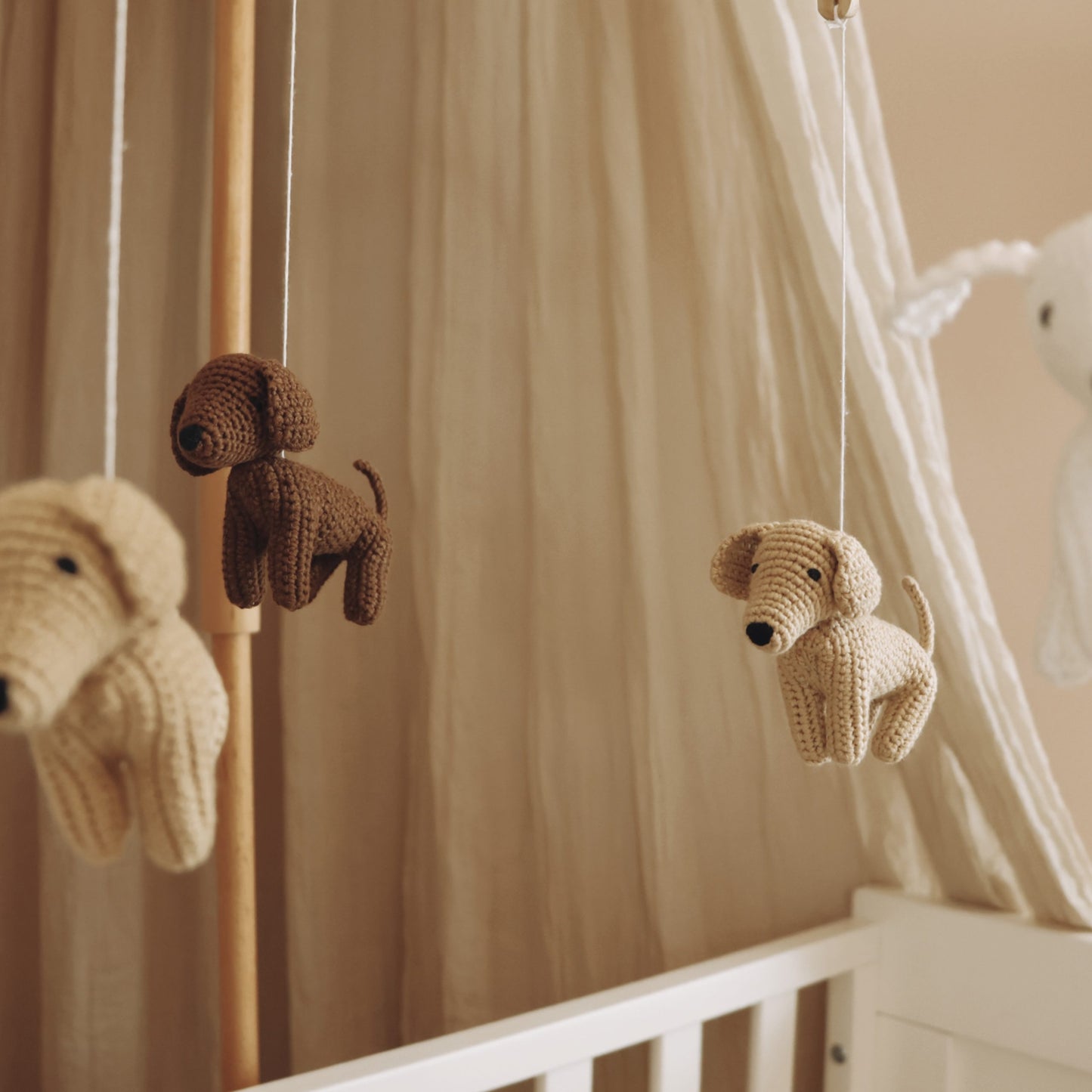 Handmade crochet dogs baby mobile-1