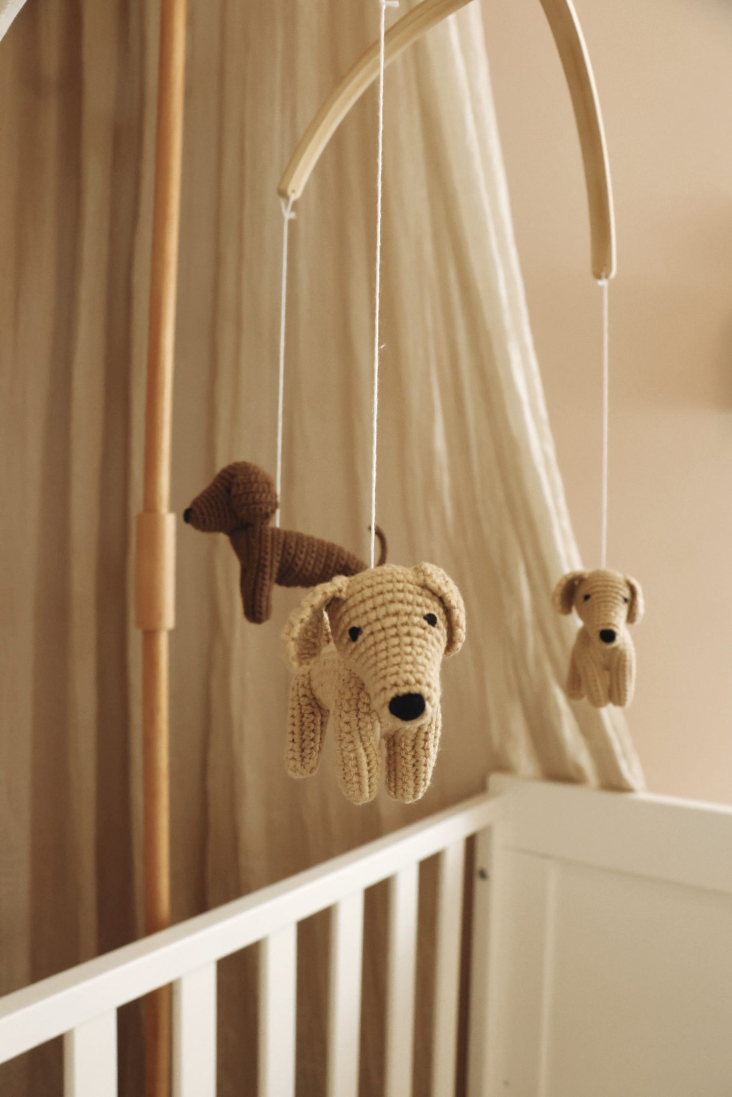 Handmade crochet dogs baby mobile-2