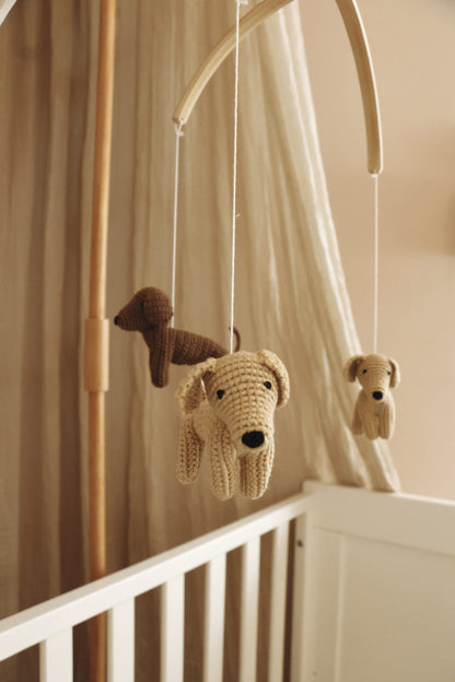 Handmade crochet dogs baby mobile-2